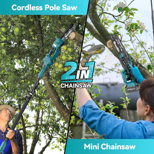2 in 1 Cordless Pole Saw & Mini Chainsaw (8 inch)
