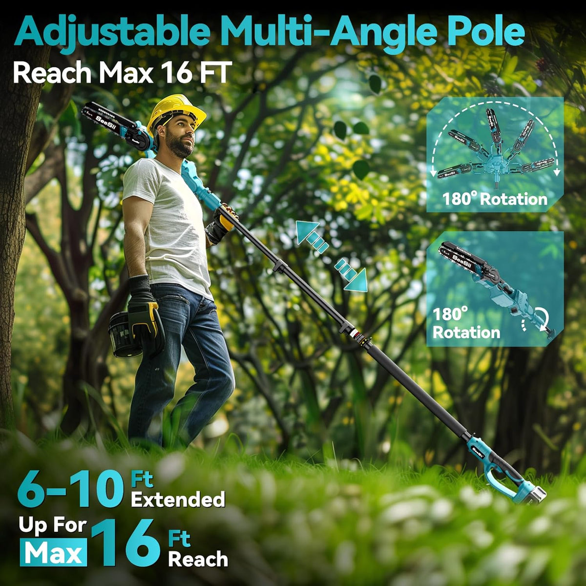 2 in 1 Cordless Pole Saw & Mini Chainsaw (8 inch)