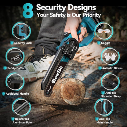 2 in 1 Cordless Pole Saw & Mini Chainsaw (8 inch)