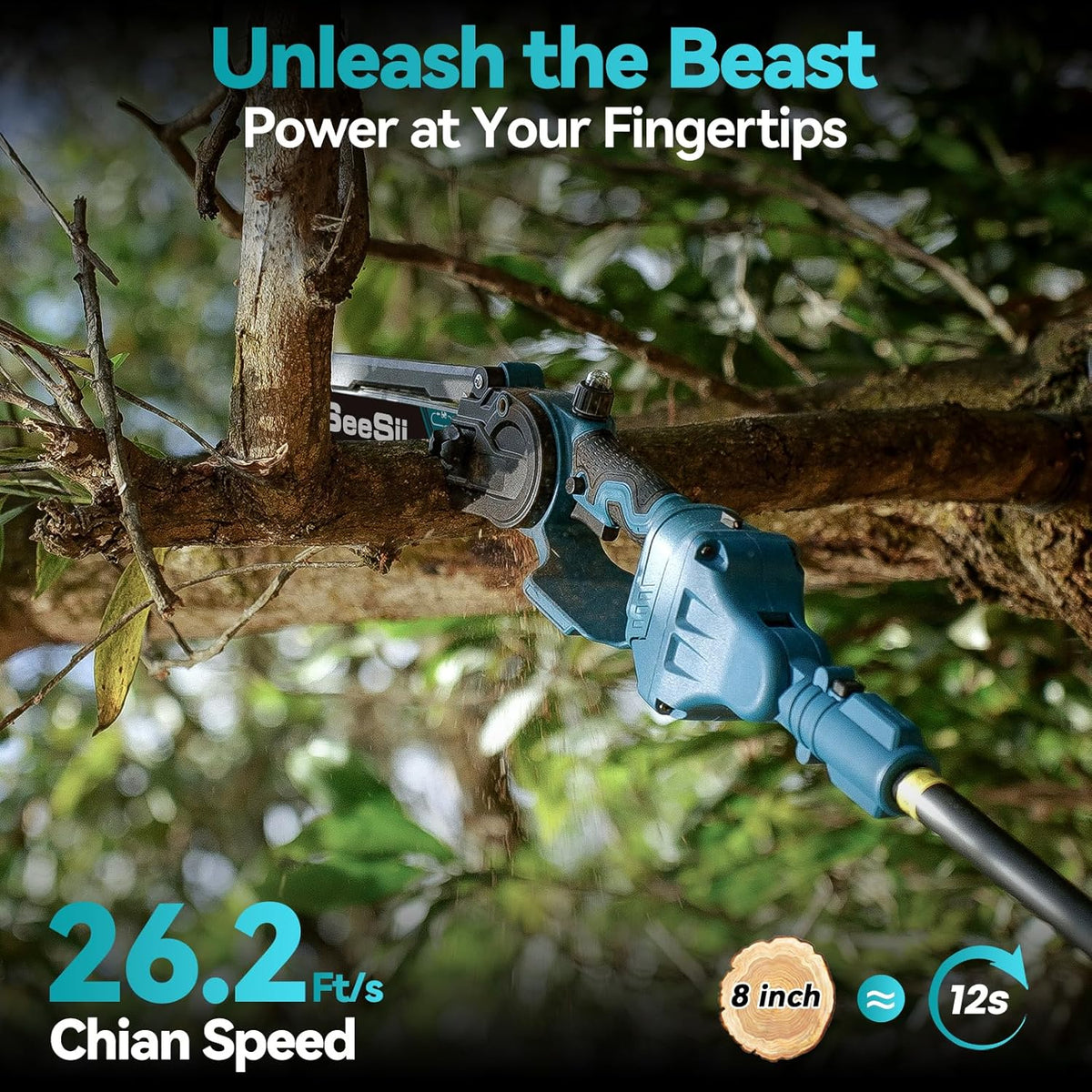 2 in 1 Cordless Pole Saw & Mini Chainsaw (8 inch)