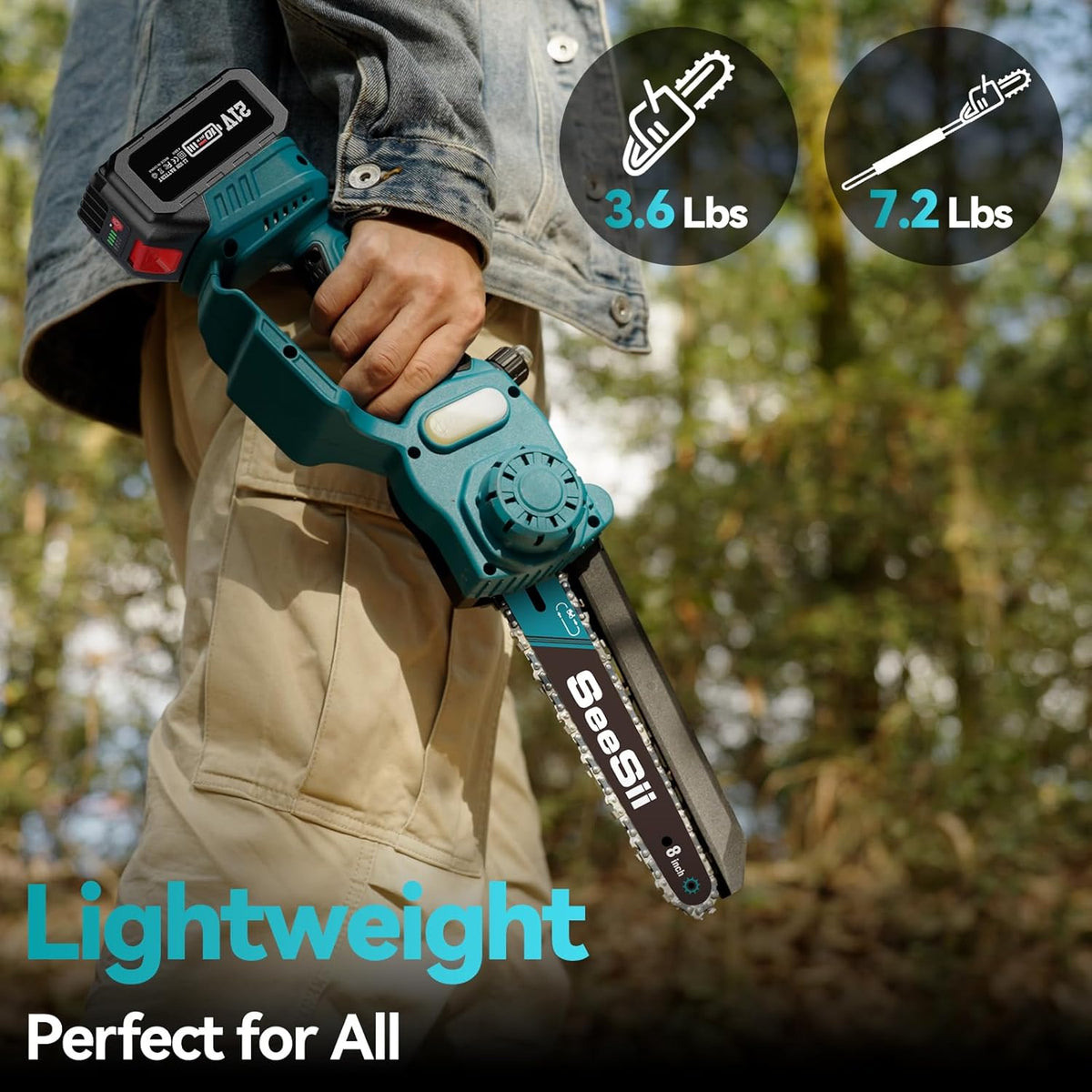 2 in 1 Cordless Pole Saw & Mini Chainsaw (8 inch)